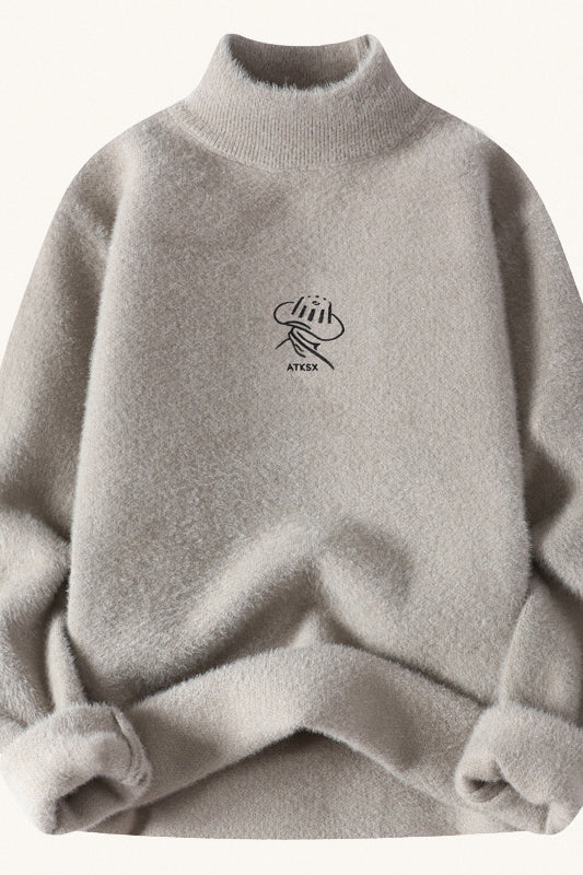 MONSEN Suitory Mock-Neck Fleece Chenille Sweater in Fleece-Lined product image