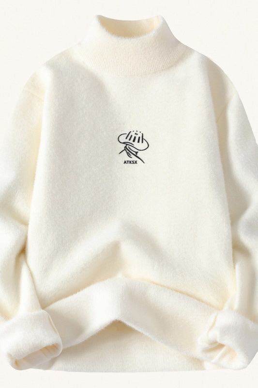 MONSEN Suitory Mock-Neck Fleece Chenille Sweater in Fleece-Lined product image