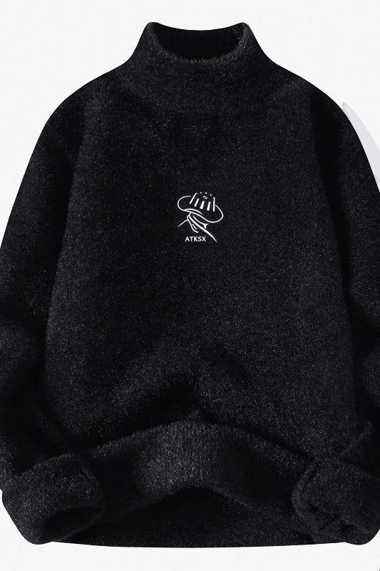 MONSEN Suitory Mock-Neck Fleece Chenille Sweater in Fleece-Lined product image