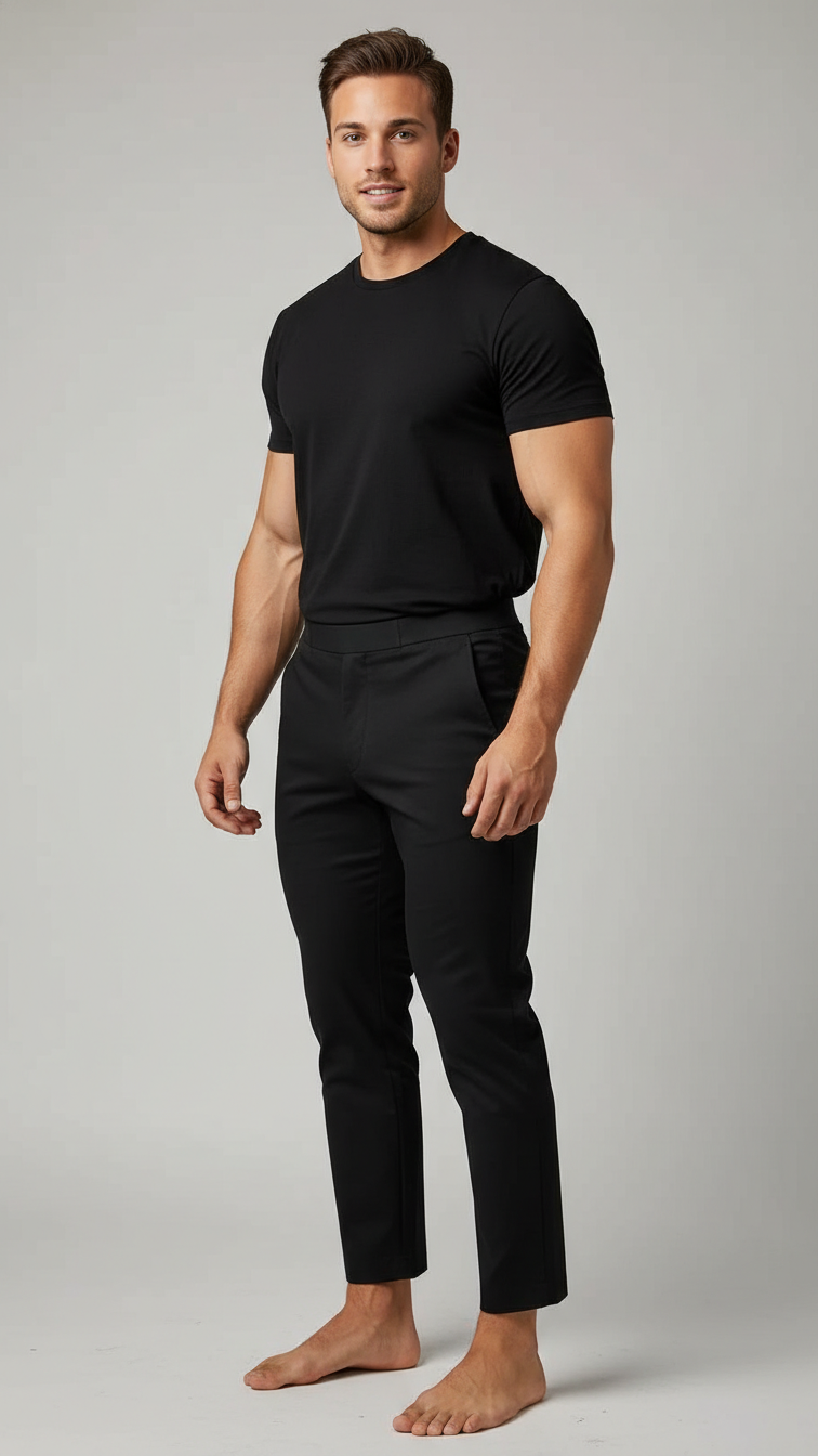 MONSEN Suitory Hidden-Elastic Waist Stretch Ankle Trousers in Performance Blend product image