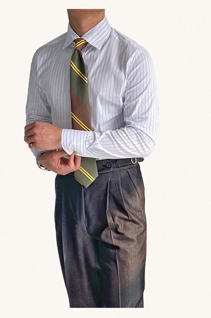 MONSEN Suitory Windsor Collar Striped Shirt in Cotton product image