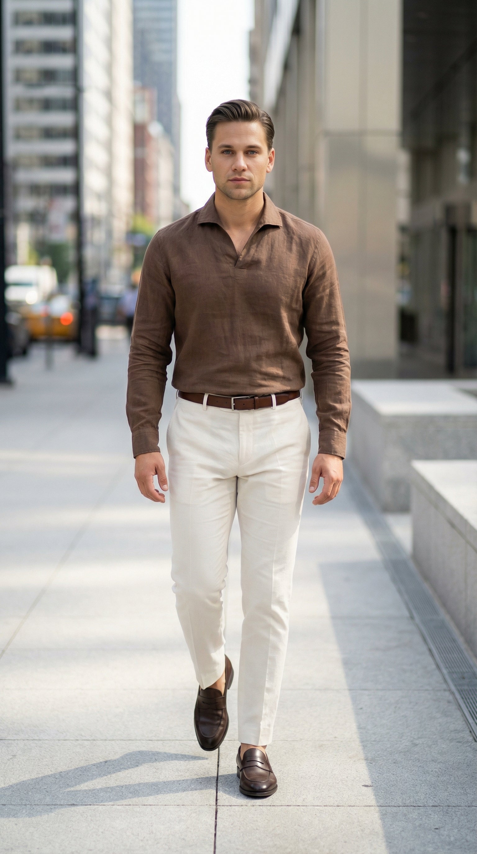 MONSEN Suitory 100% Linen Small V-Neck Shirt product image