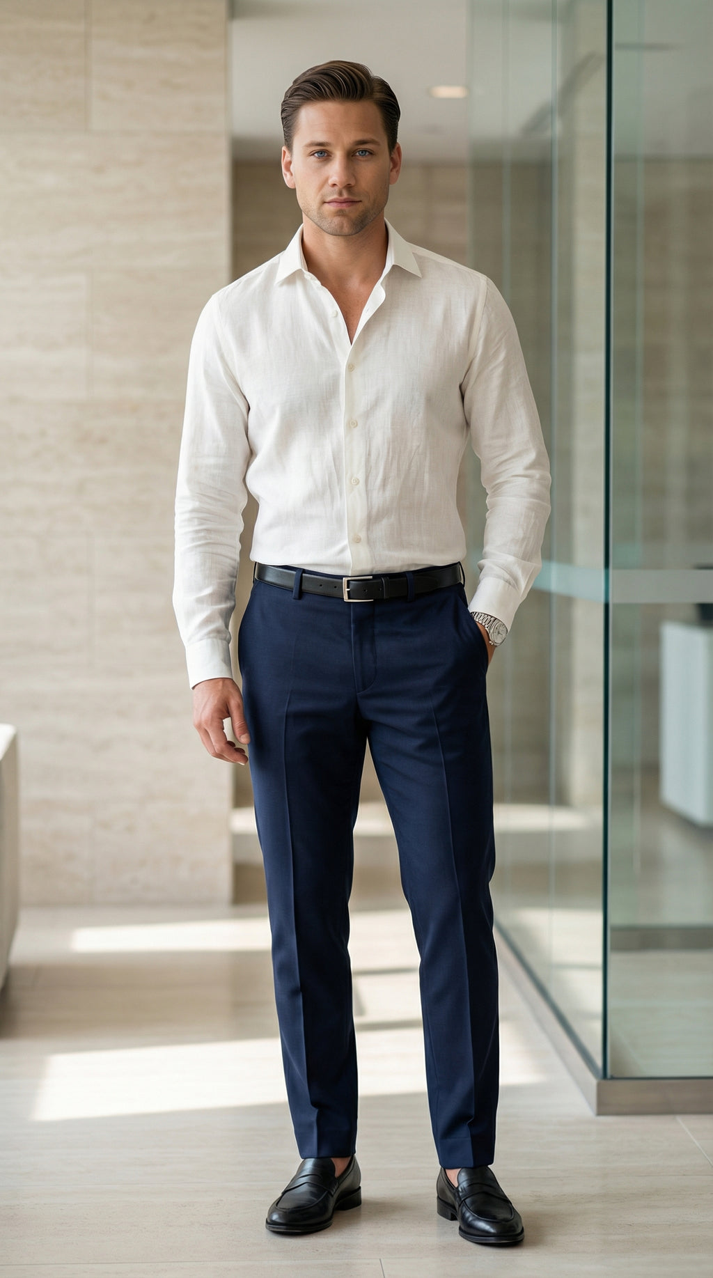 MONSEN Suitory 100% Linen Small V-Neck Shirt product image