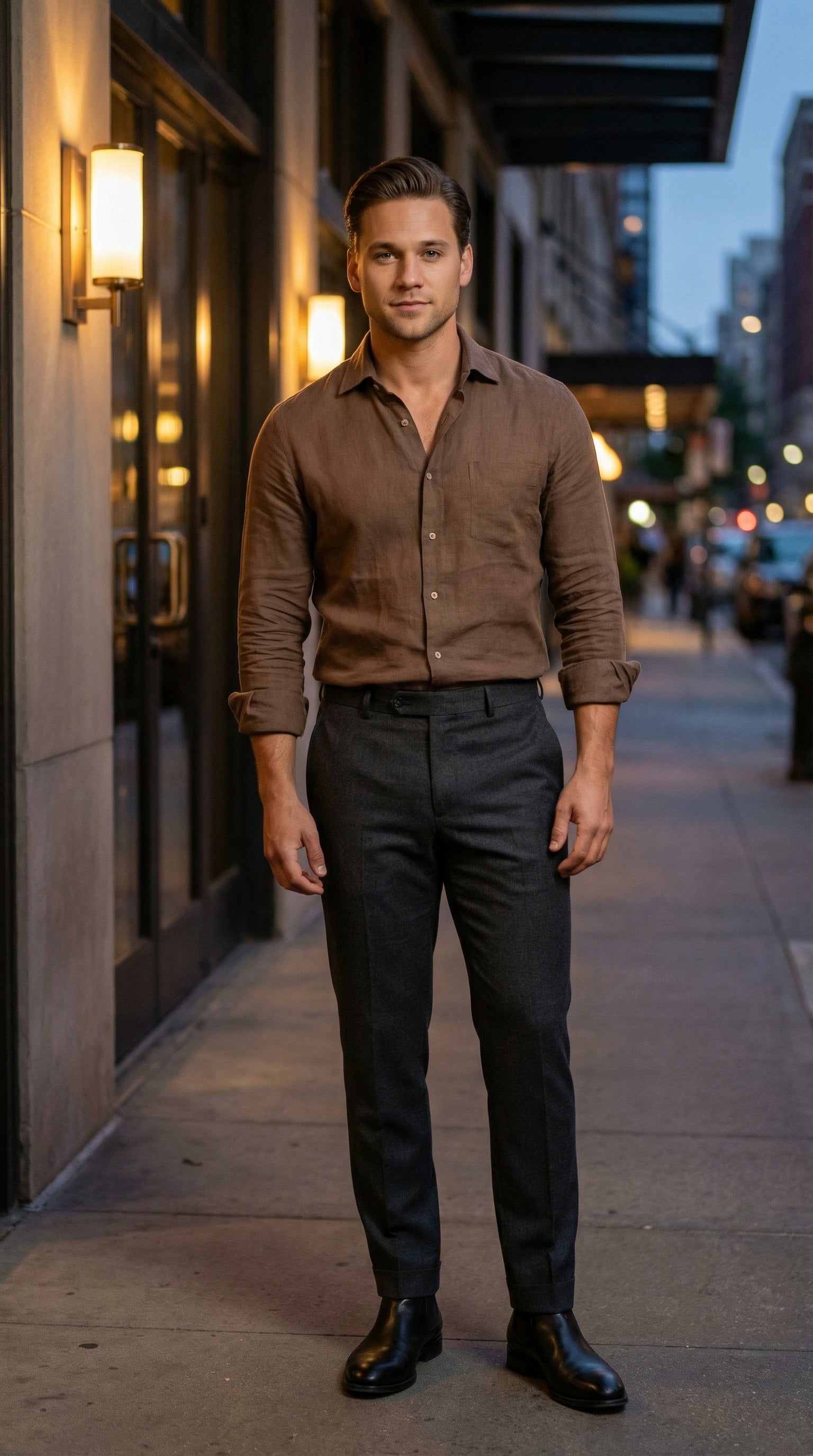 MONSEN Suitory 100% Linen Small V-Neck Shirt product image