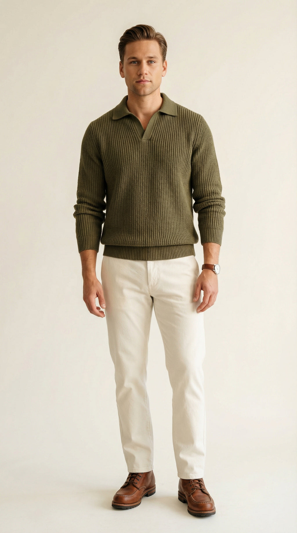 MONSEN Suitory V-Neck Heavyweight Knit Polo in Performance Blend product image