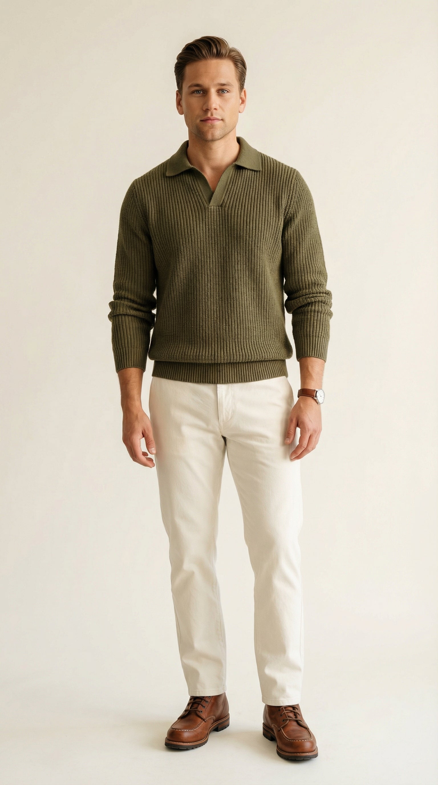 MONSEN Suitory V-Neck Heavyweight Knit Polo in Performance Blend product image