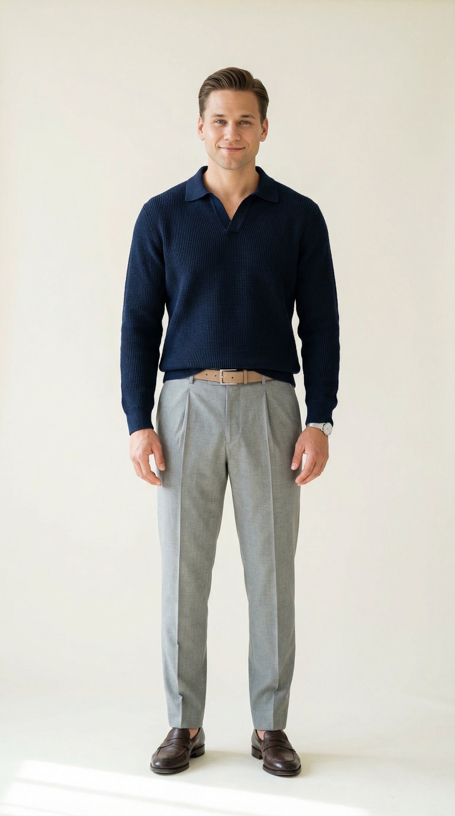 MONSEN Suitory V-Neck Heavyweight Knit Polo in Performance Blend product image