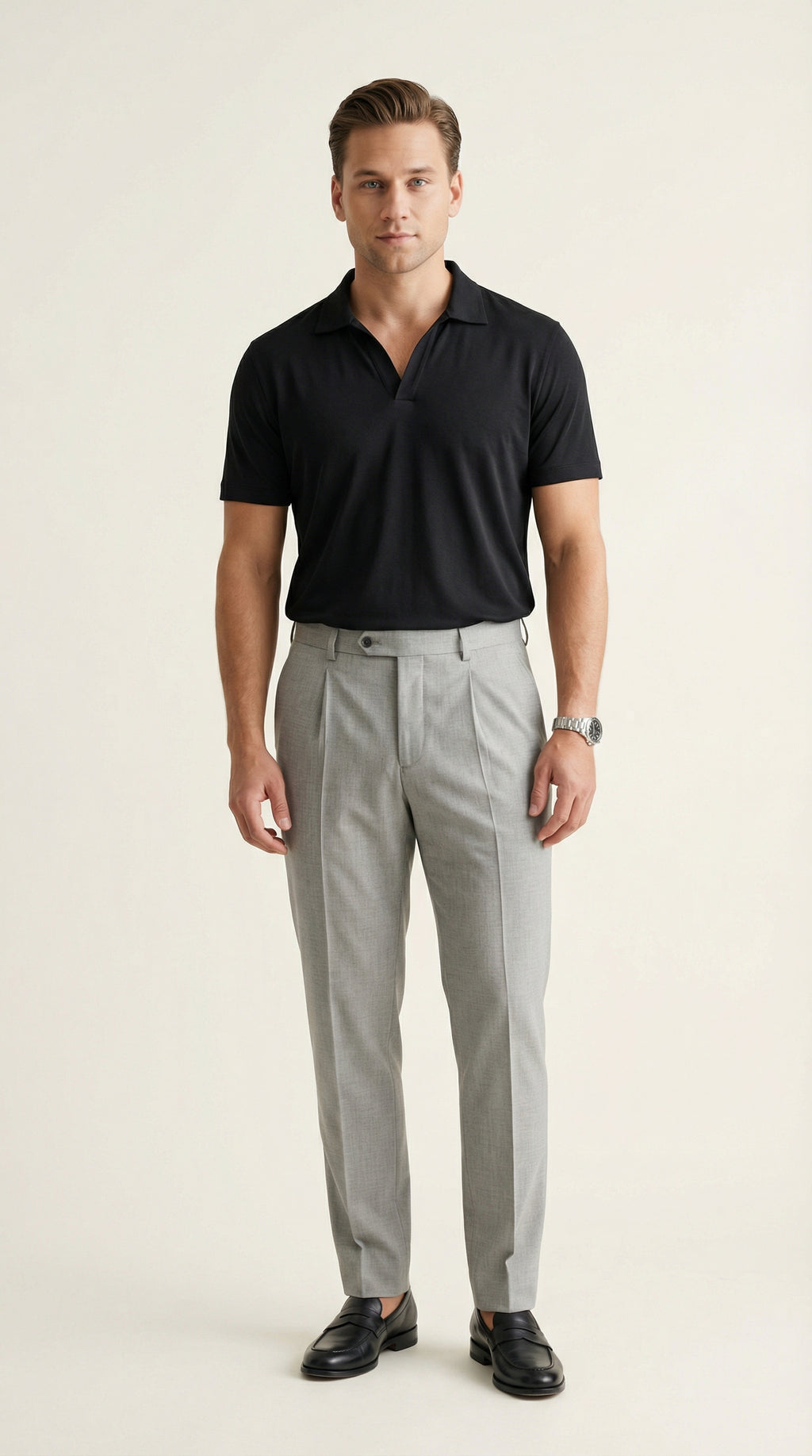 MONSEN Suitory Tencel-Drape V-Neck Knit Polo product image