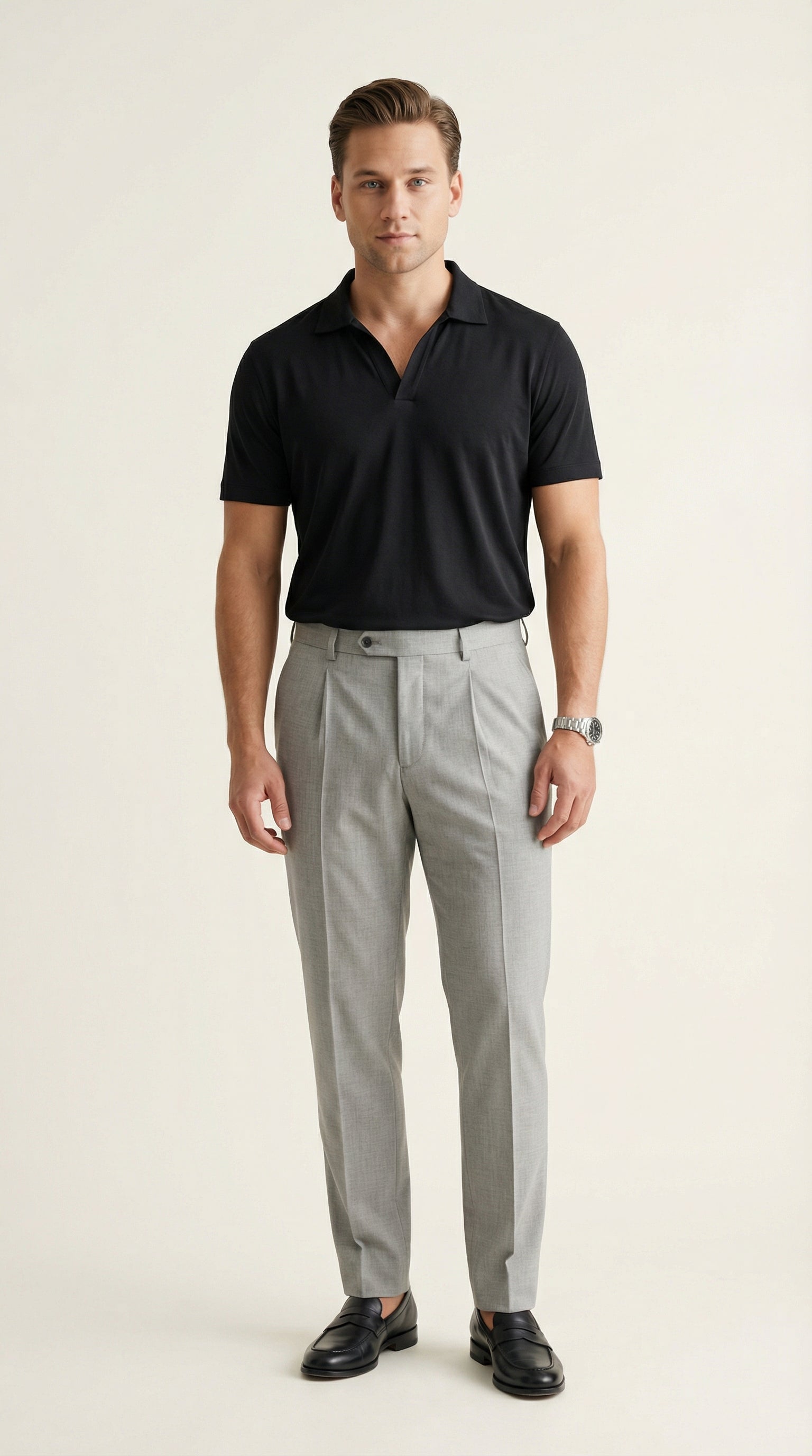 MONSEN Suitory Tencel-Drape V-Neck Knit Polo product image