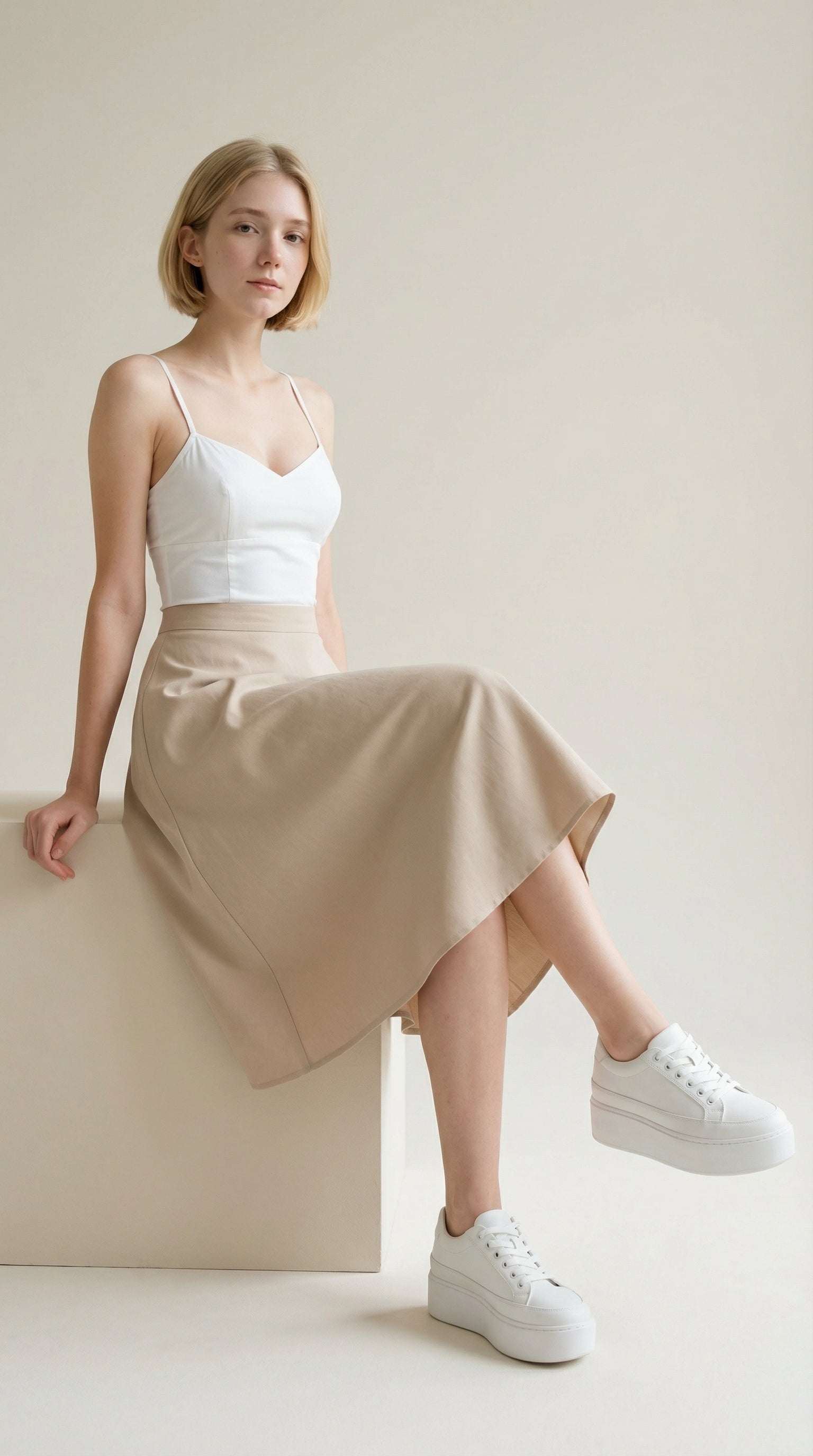 MONSEN Suitory Breathable Height-Boost Sneakers in Linen product image