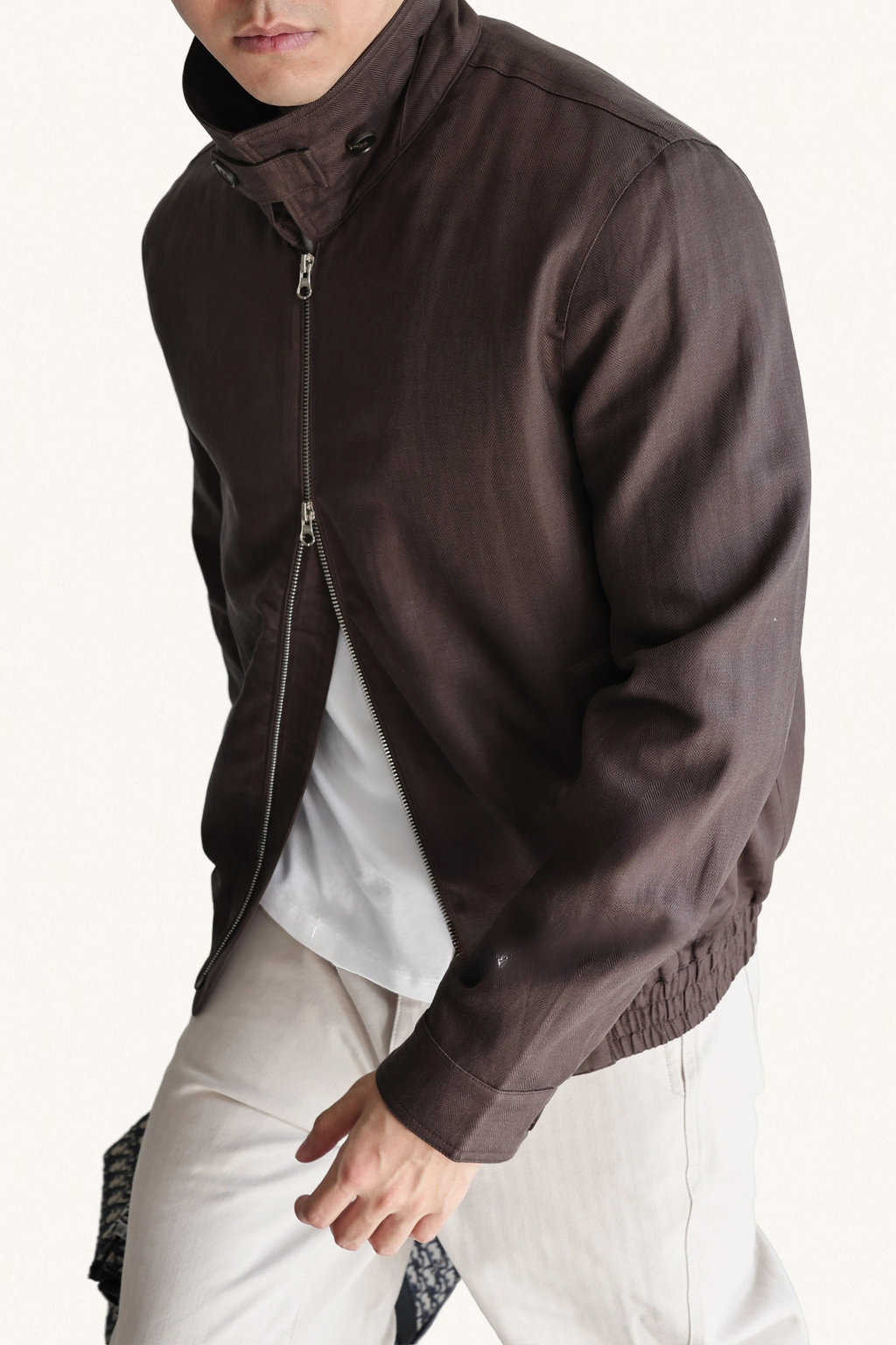 MONSEN Suitory Herringbone Tencel-Linen Lapel Jacket product image
