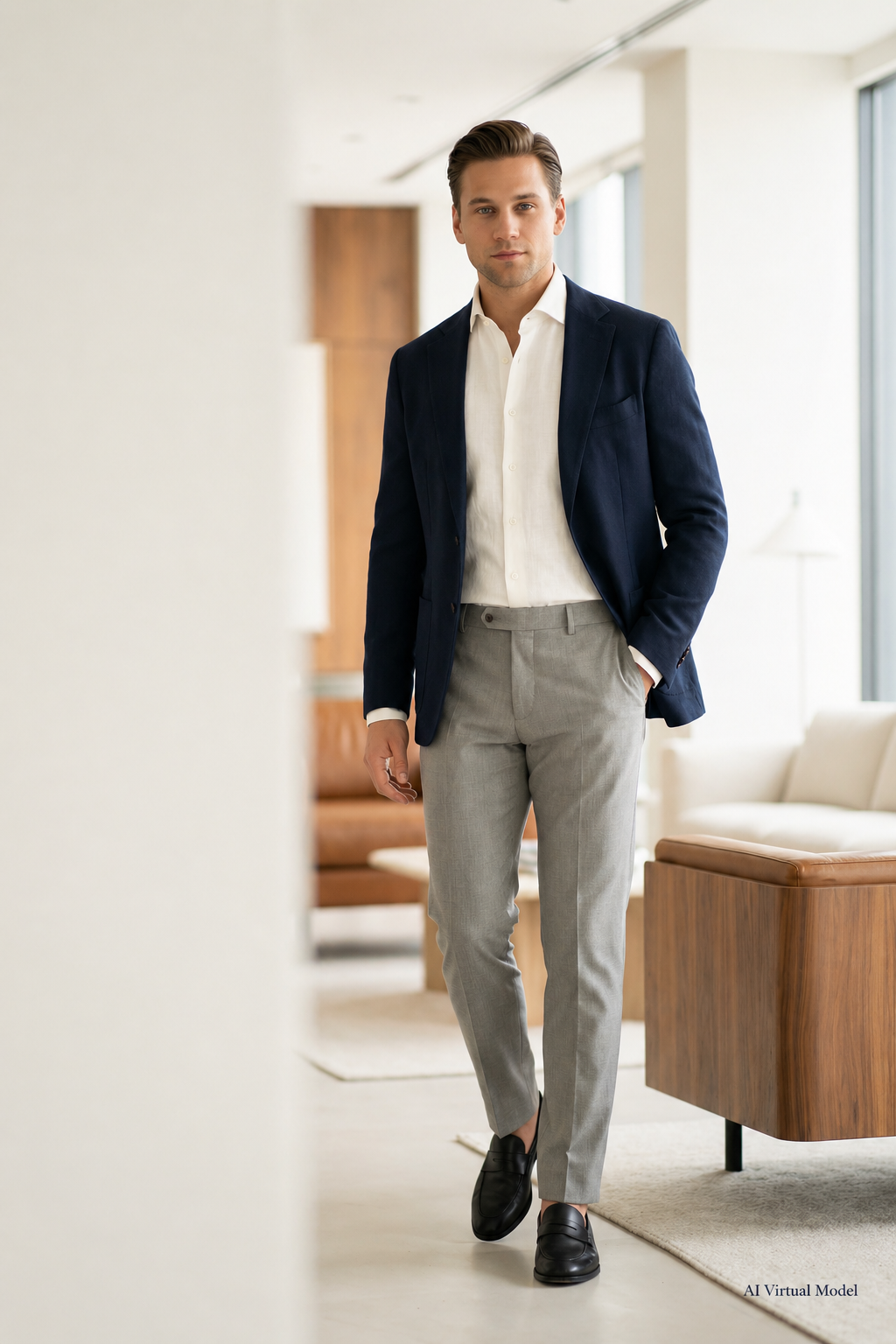 MONSEN Suitory Cotton-Linen Windsor Collar Shirt product image