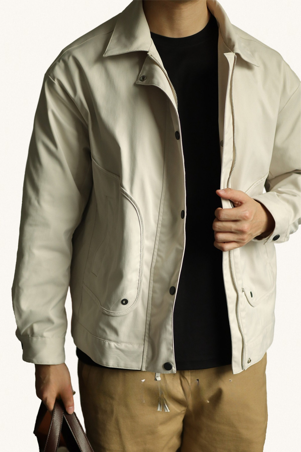 MONSEN Suitory Workwear Pocket Padded Coach Jacket in Cotton front view