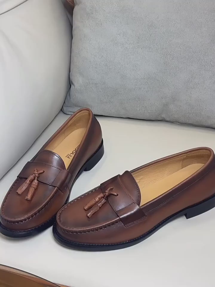Genuine Leather Tassel Loafers