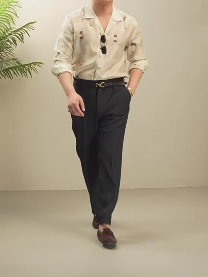 High-Waisted Straight-Leg Trousers
