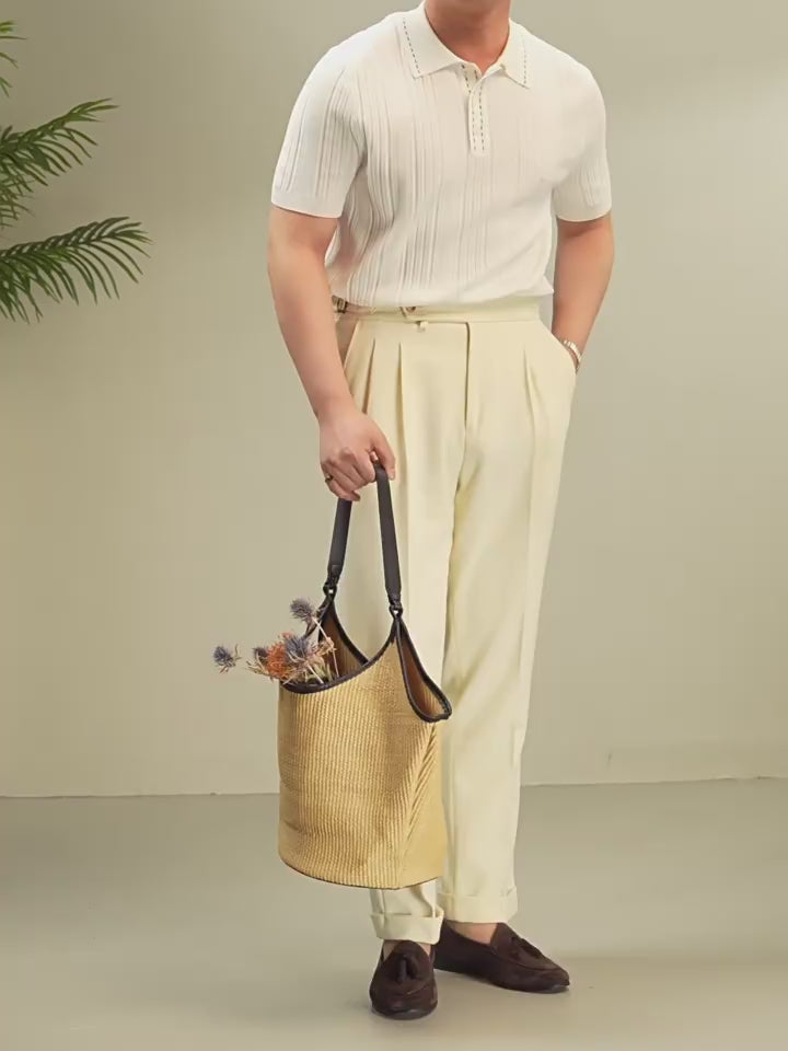 Old-Money Textured Knit Polo
