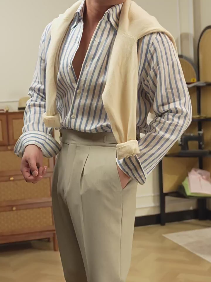Wrinkle-Resistant High-Waist Trousers