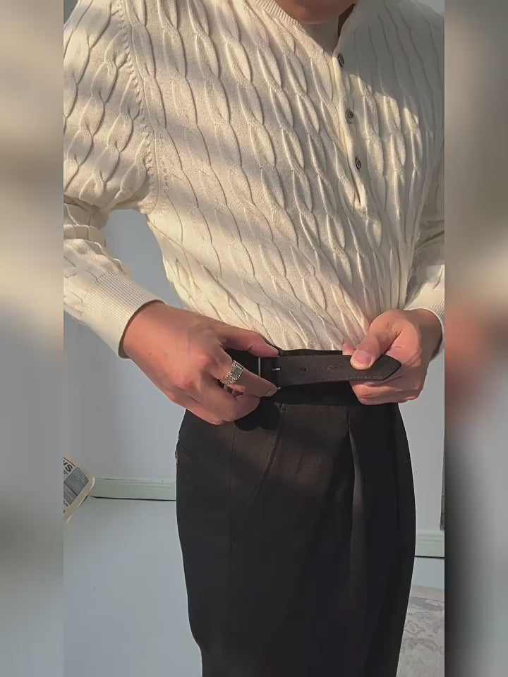 Neapolitan High-Waist Straight Trousers