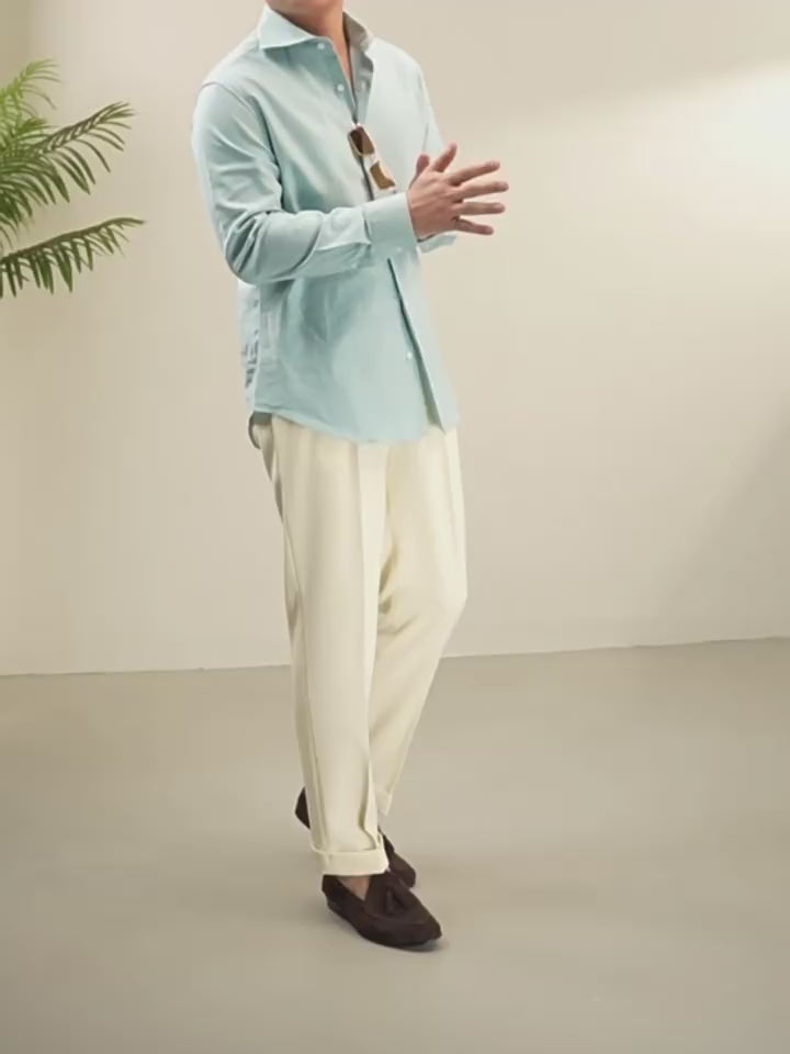 Cotton-Linen Windsor Collar Shirt