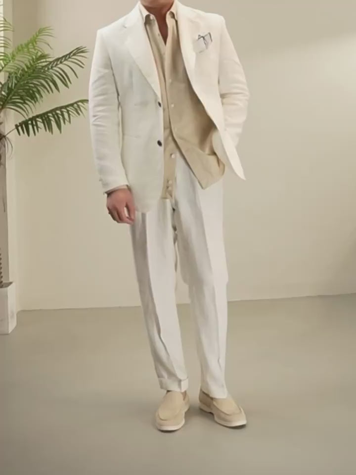 Linen-Cotton Windsor Solid Collar Shirt