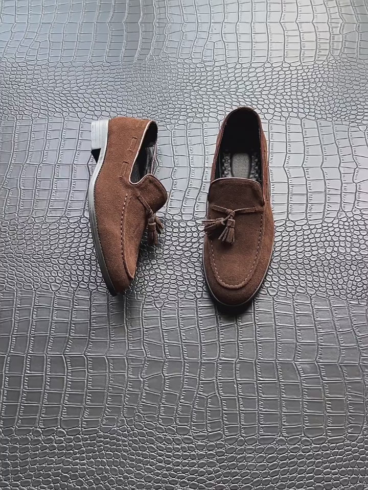 Genuine Suede Tassel Loafers