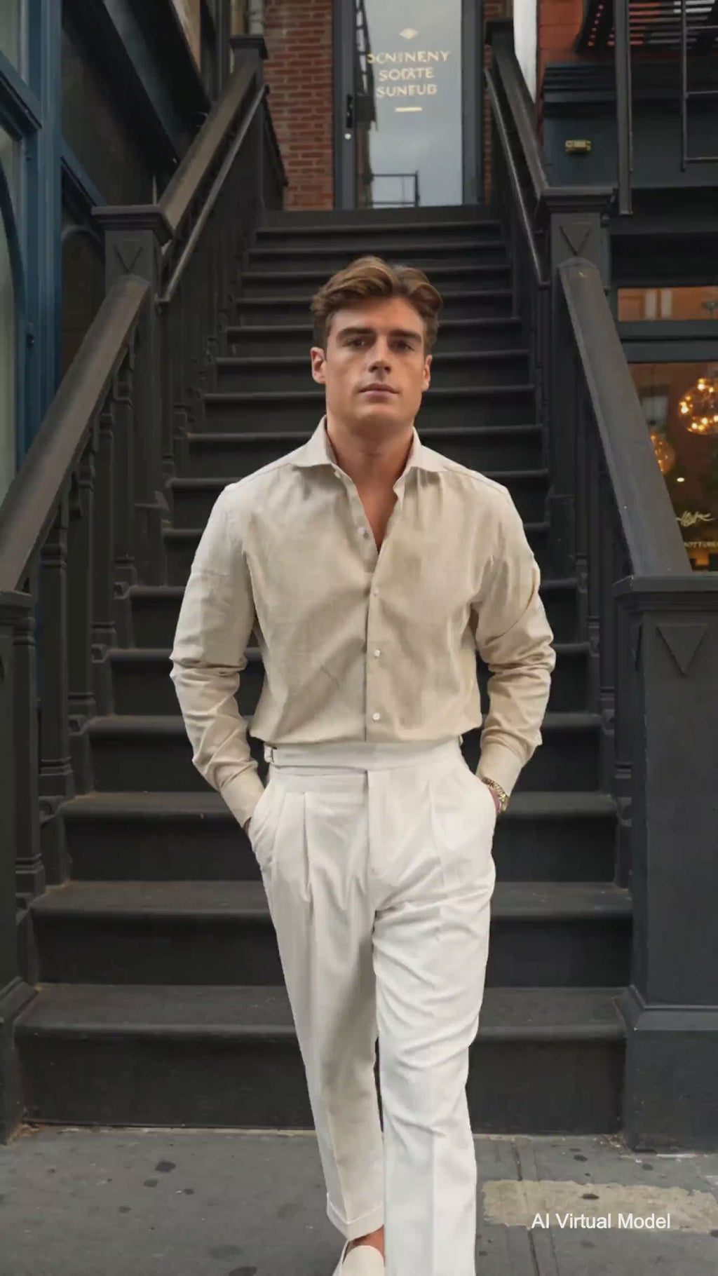 Linen-Cotton Windsor Solid Collar Shirt
