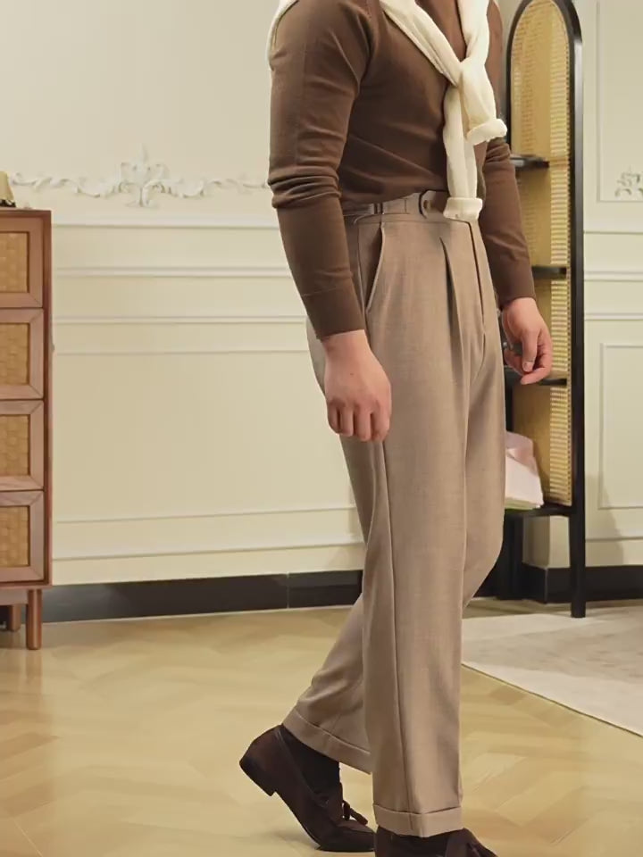 High-Waist Straight Trousers