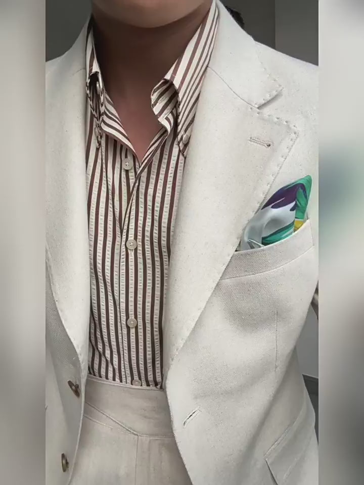 linen half-lined single-breasted suit