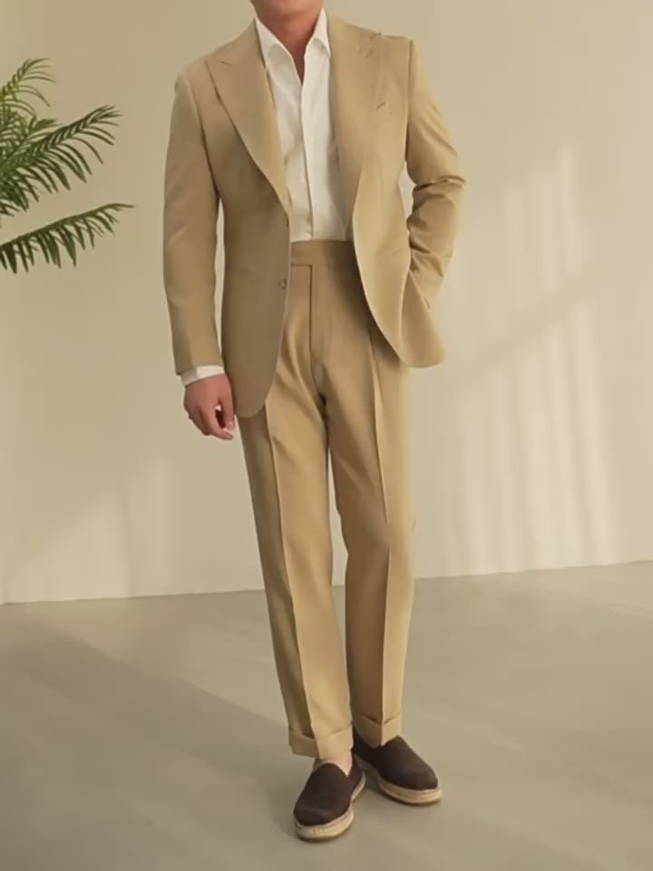 Neapolitan Linen-Blend Slim Blazer/Suit