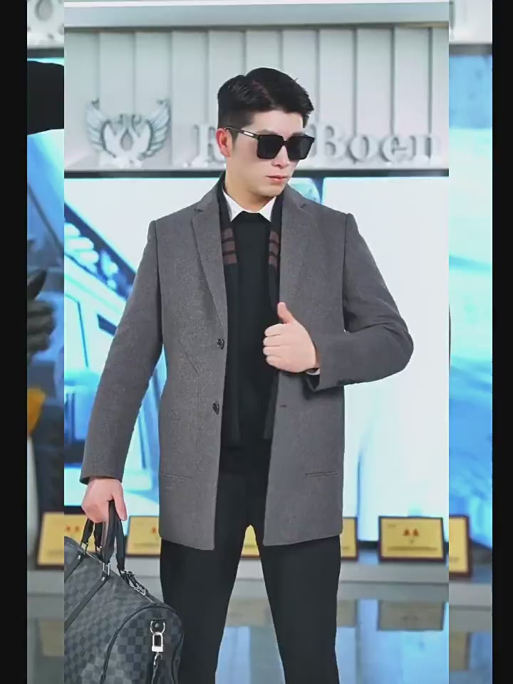 Goose-Down Liner Wool Overcoat