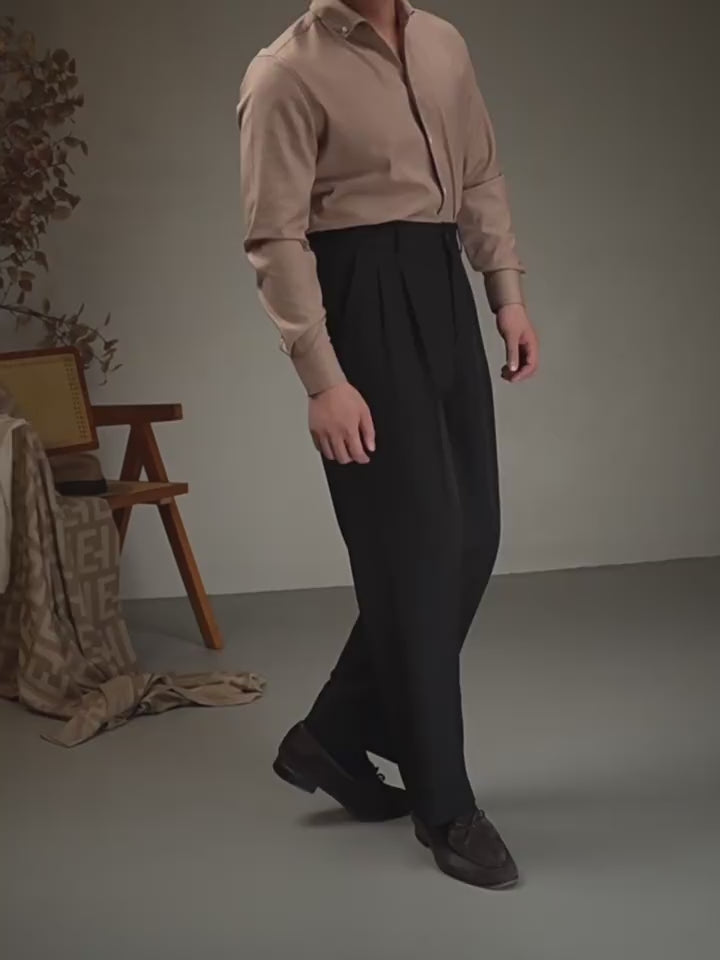 High-Waisted  Non-Iron Drape Trousers