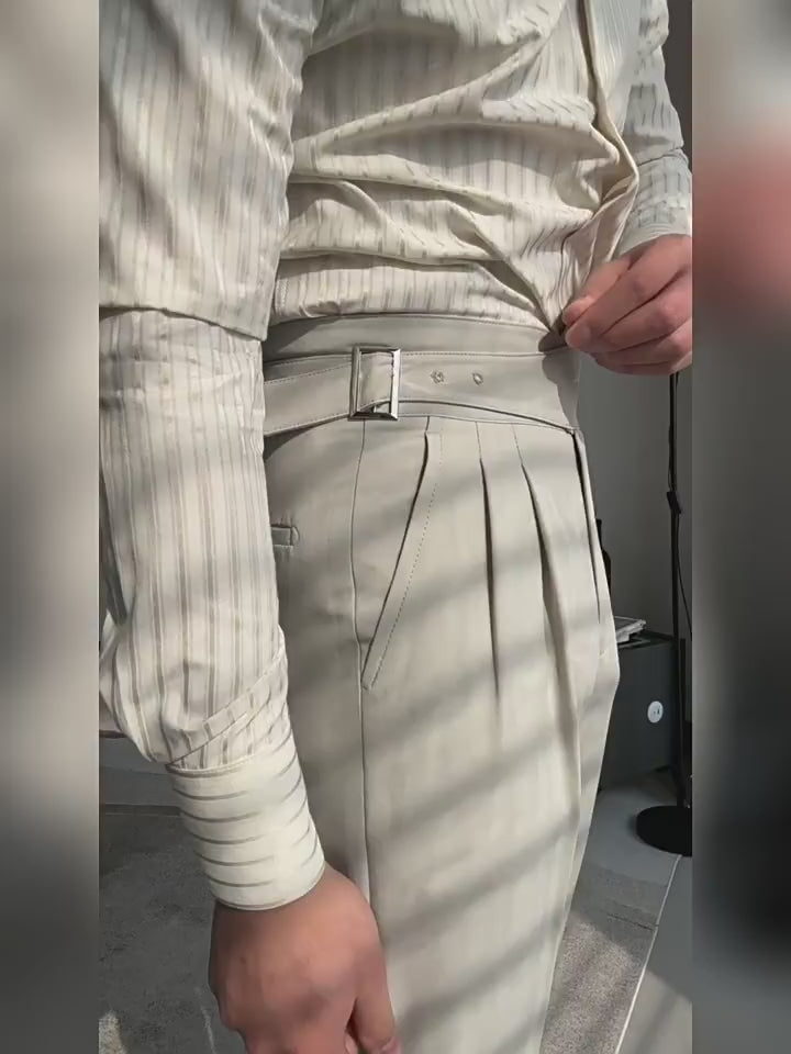 Striped Point-Collar Shirt