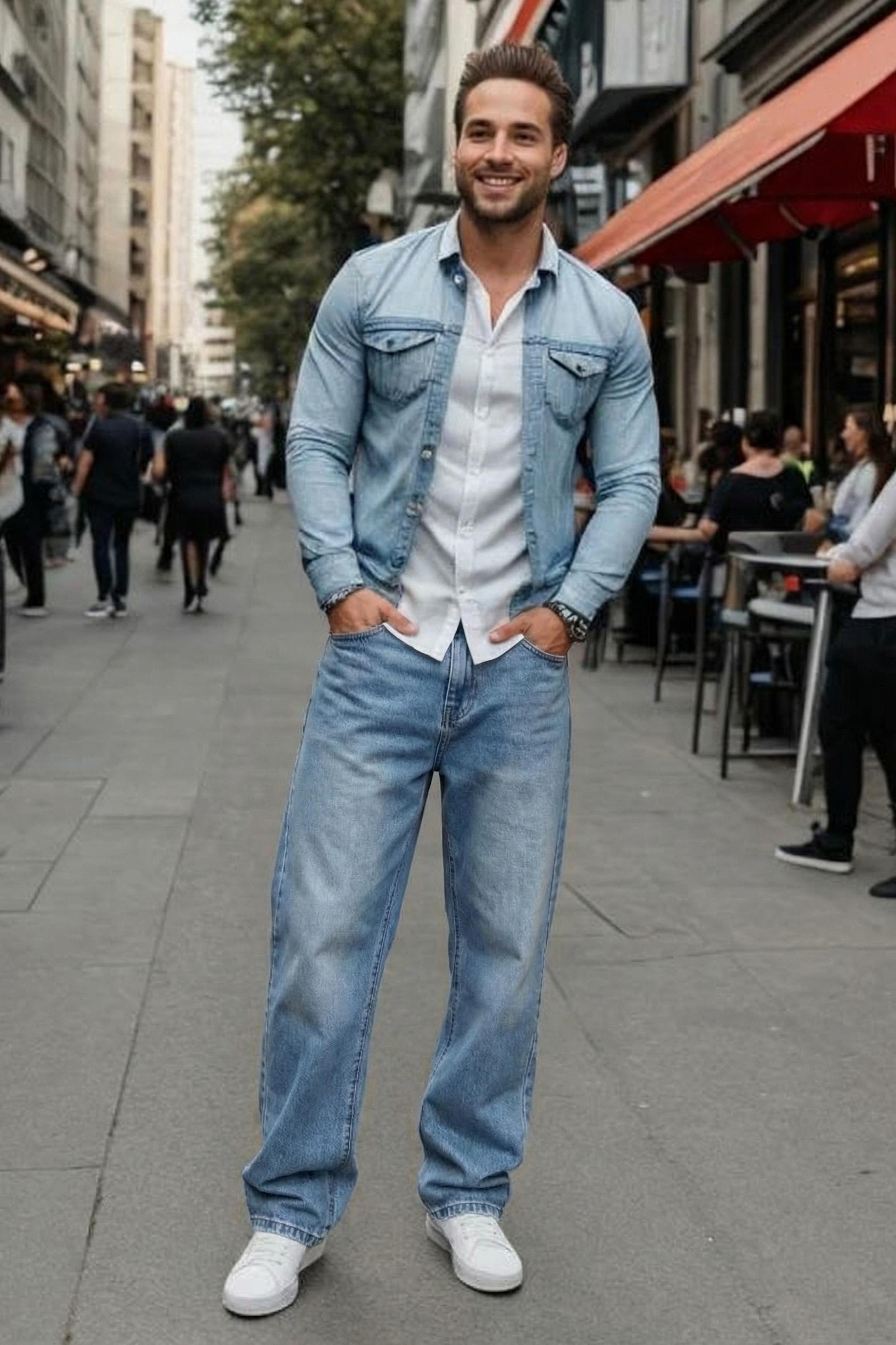 MONSEN Suitory Fleece-Lined Washed Wide-Leg Jeans product image