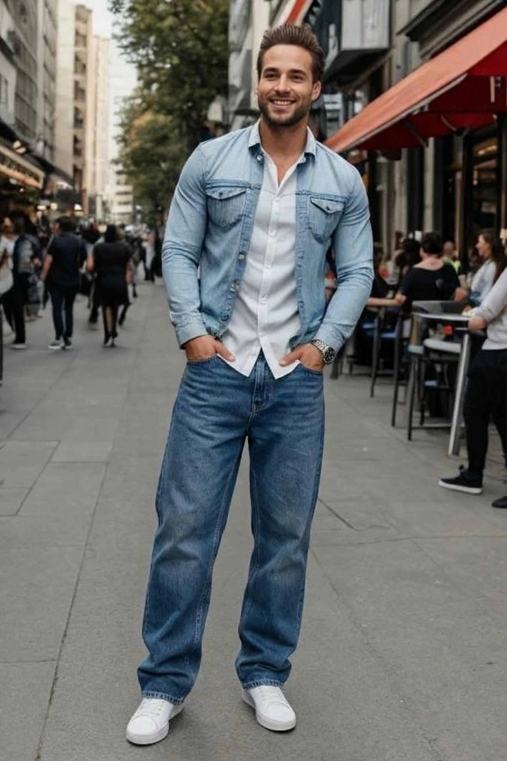 MONSEN Suitory Fleece-Lined Washed Wide-Leg Jeans product image