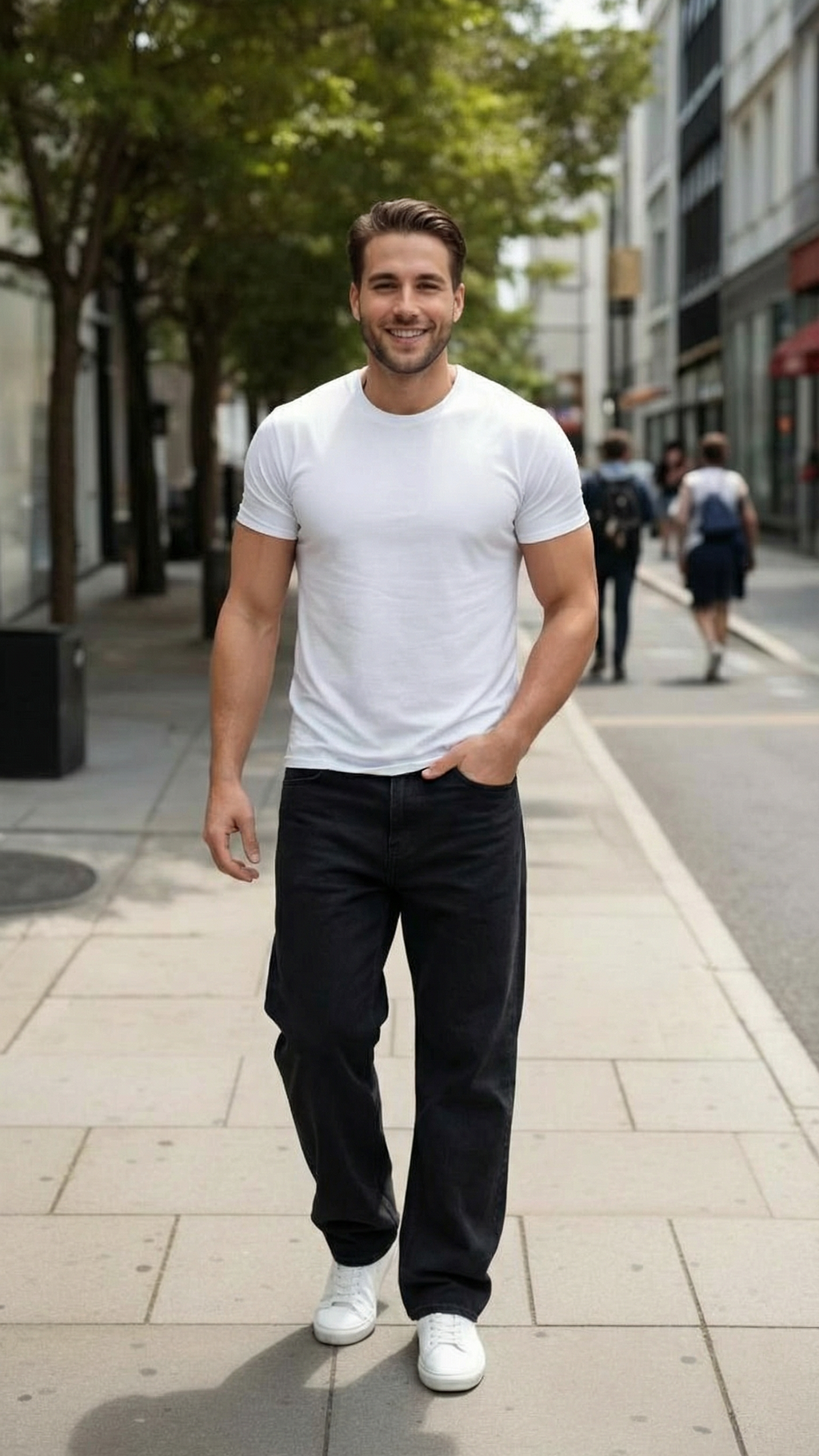 MONSEN Suitory Fleece-Lined Washed Wide-Leg Jeans product image