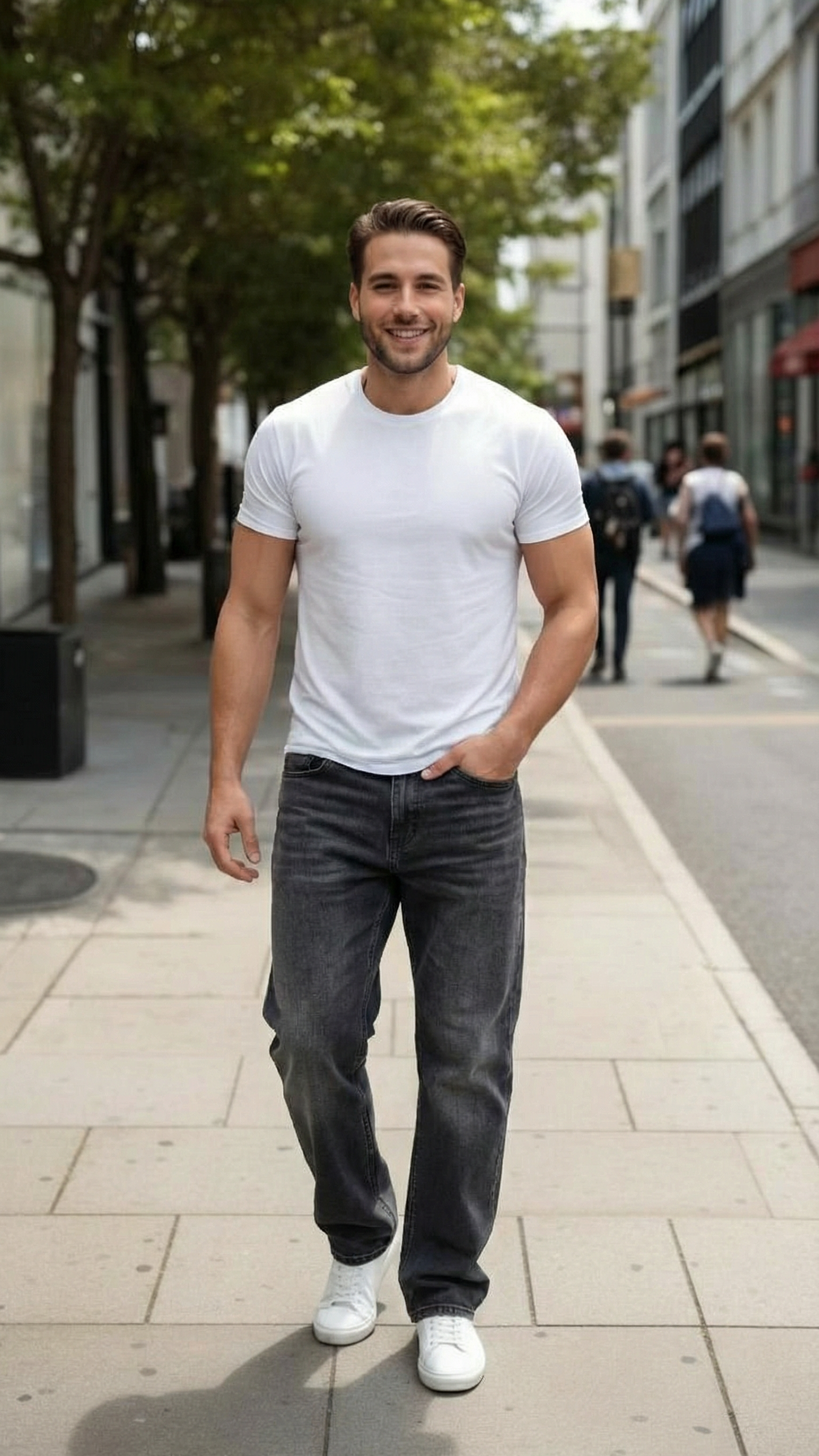 MONSEN Suitory Fleece-Lined Washed Wide-Leg Jeans product image