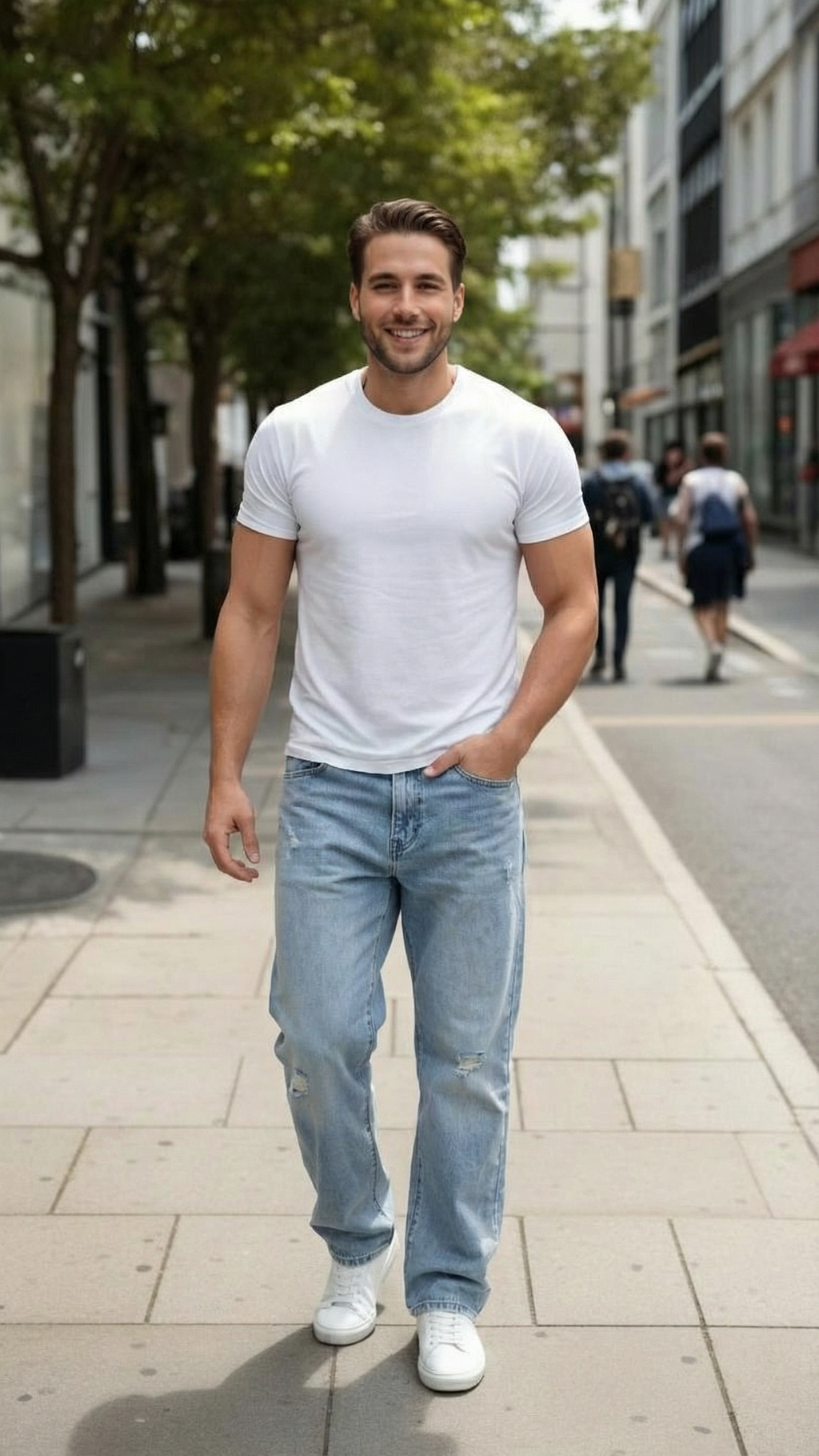 MONSEN Suitory Fleece-Lined Washed Wide-Leg Jeans product image