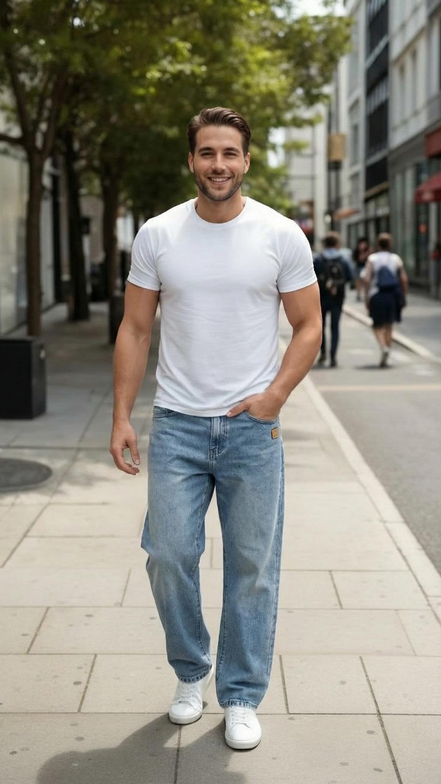 MONSEN Suitory Fleece-Lined Washed Wide-Leg Jeans product image
