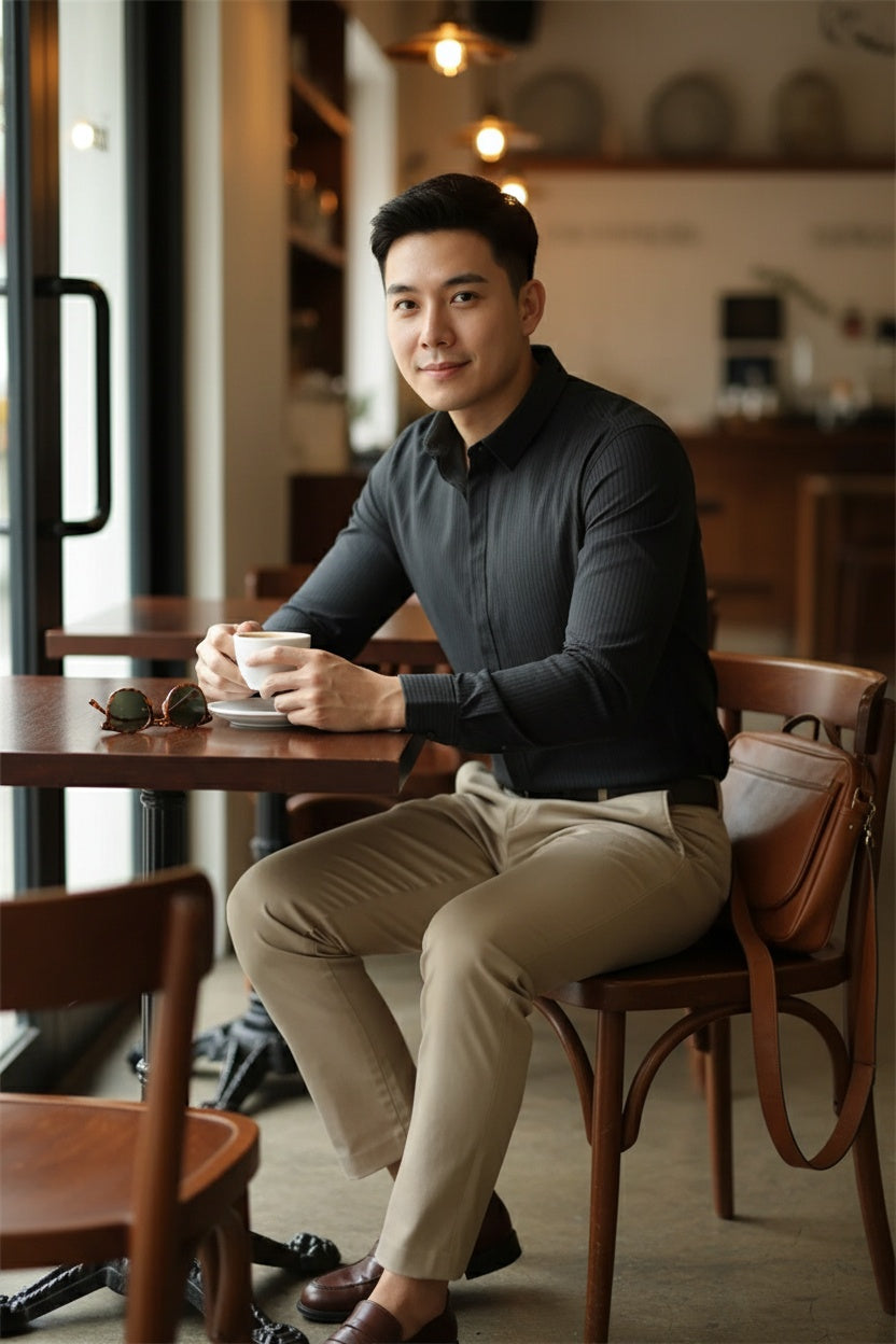 MONSEN Suitory Wrinkle-Free Striped Shirt in Performance Blend product image