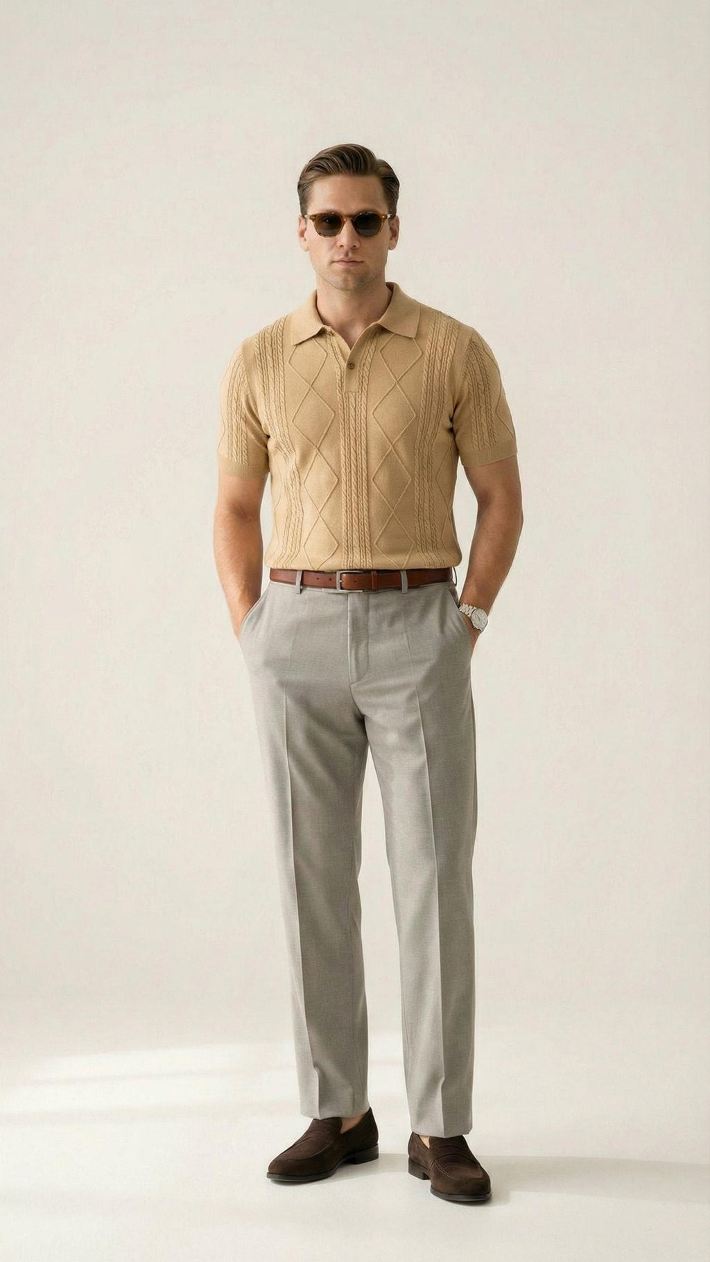 MONSEN Suitory Summer Jacquard Knit Polo in Cotton product image