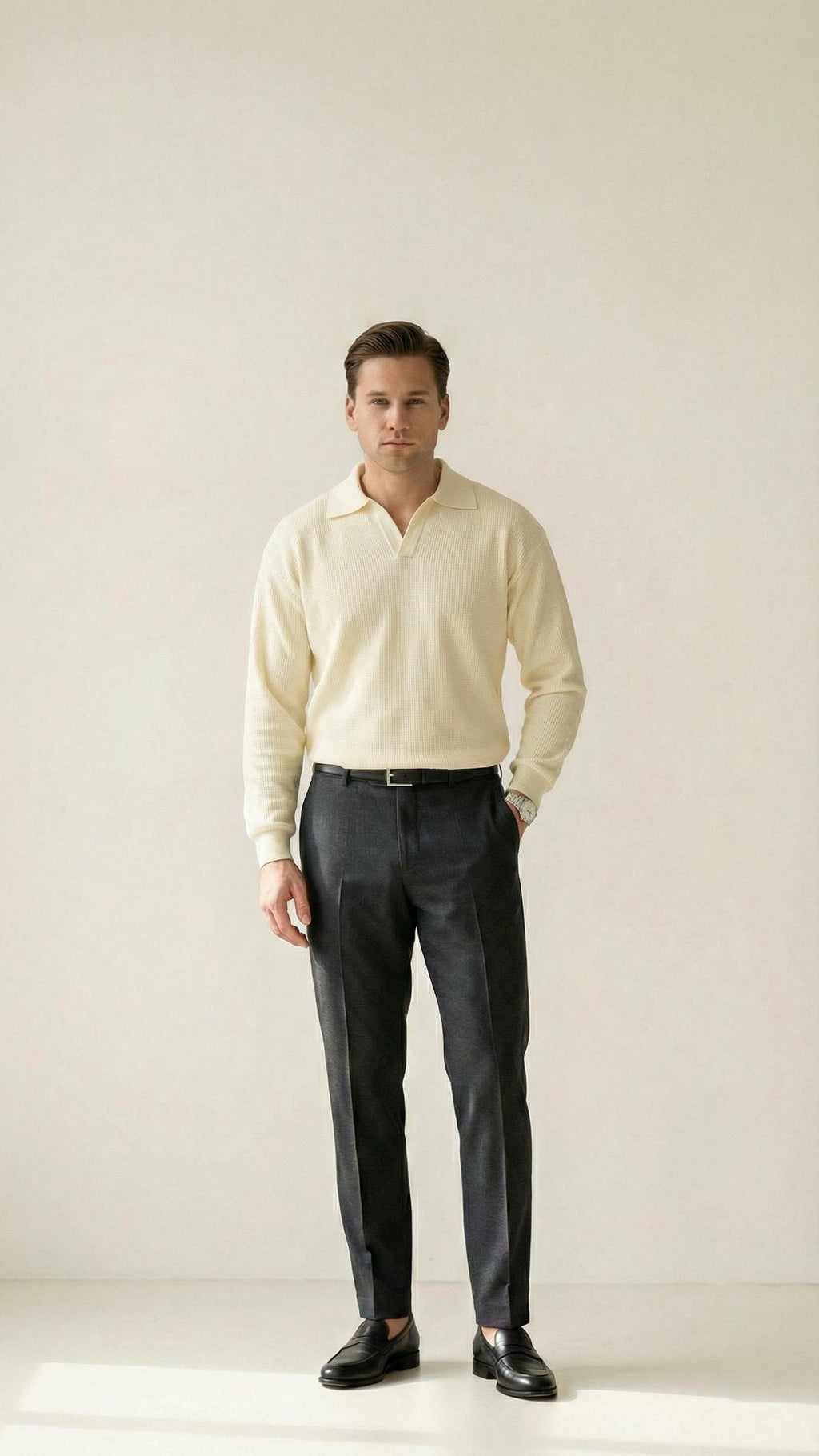 MONSEN Suitory V-Neck Heavyweight Knit Polo in Performance Blend product image