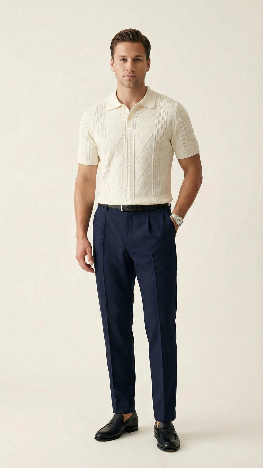MONSEN Suitory Summer Jacquard Knit Polo in Cotton product image