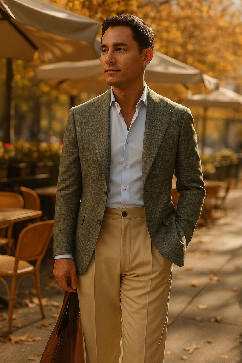 MONSEN Suitory Dark Green Plaid Coat Jacket in Wool product image