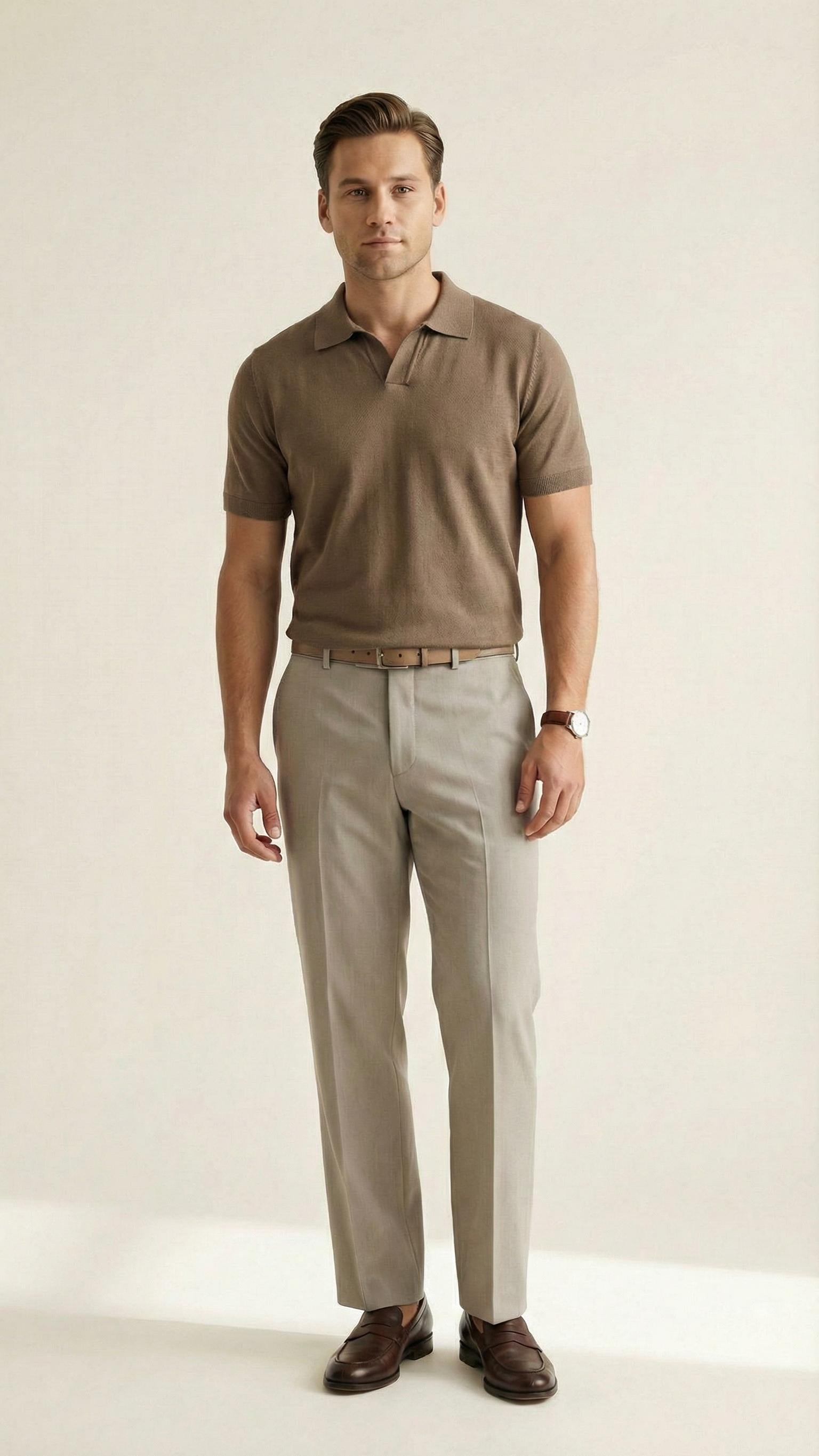 MONSEN Suitory Tencel-Drape V-Neck Knit Polo product image