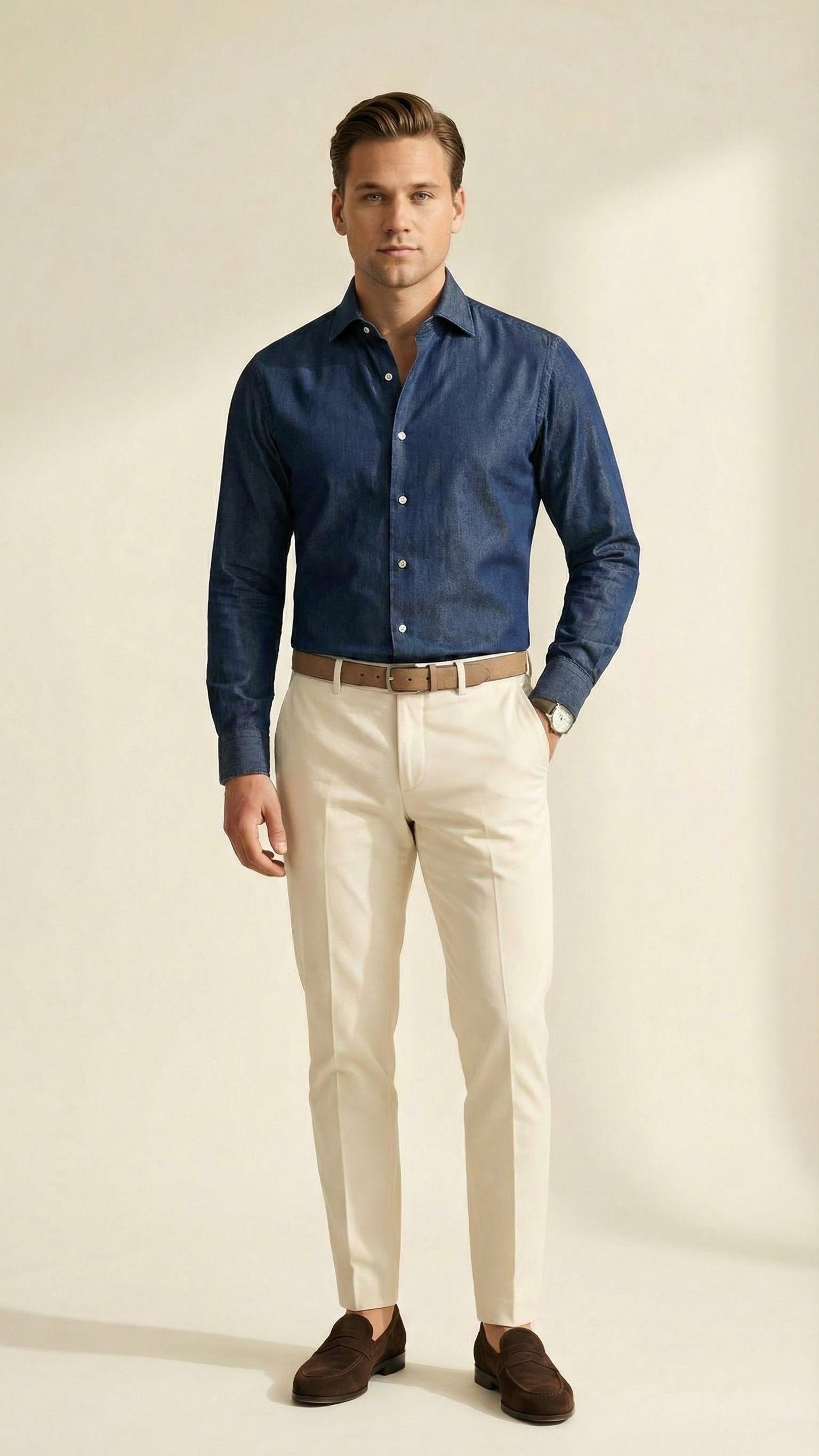 MONSEN Suitory One-Piece Collar Denim Shirt product image