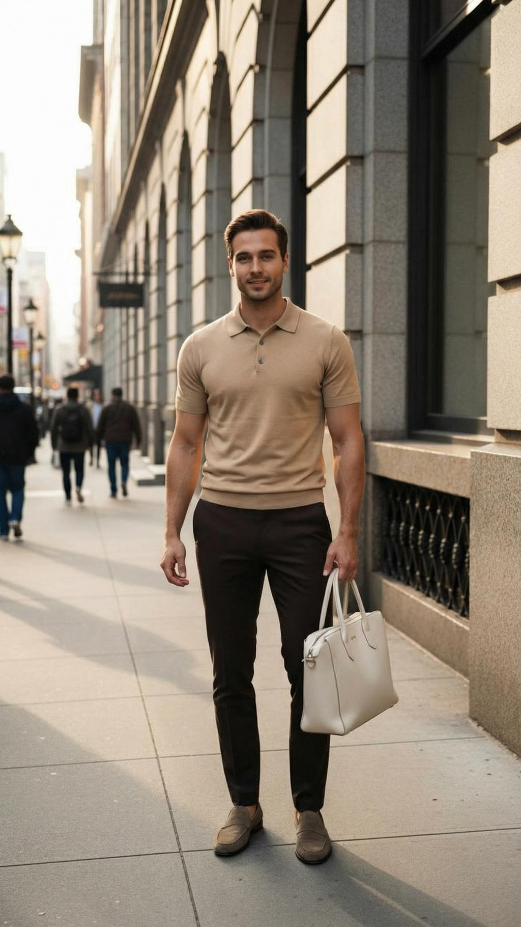MONSEN Suitory Slim-Fit Solid Knit Polo in Denim product image
