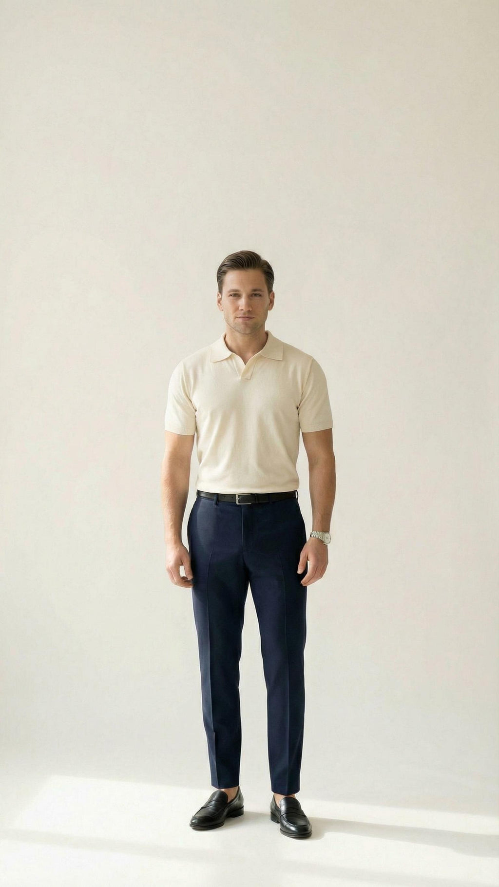 MONSEN Suitory Tencel-Drape V-Neck Knit Polo product image