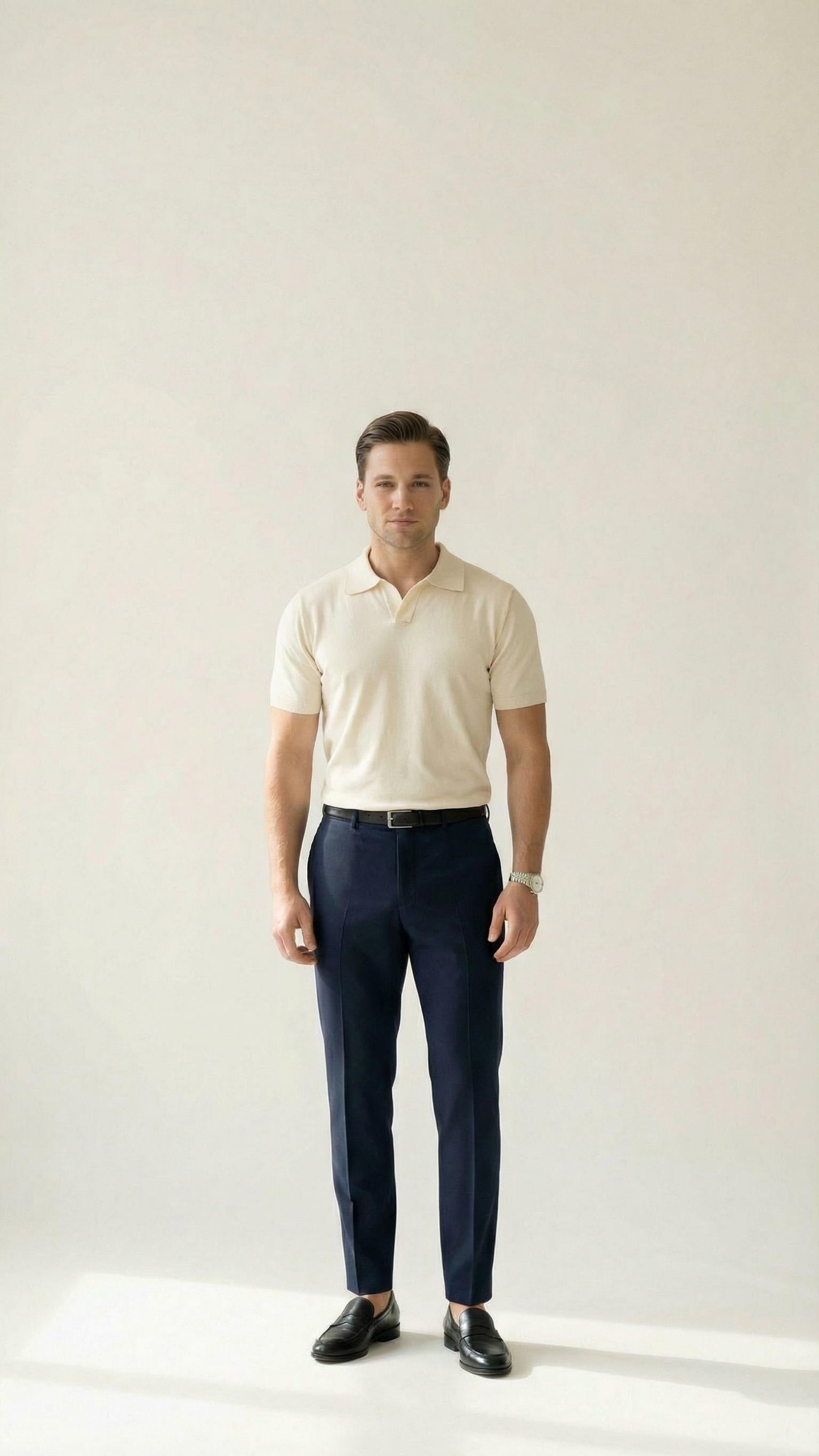 MONSEN Suitory Tencel-Drape V-Neck Knit Polo product image