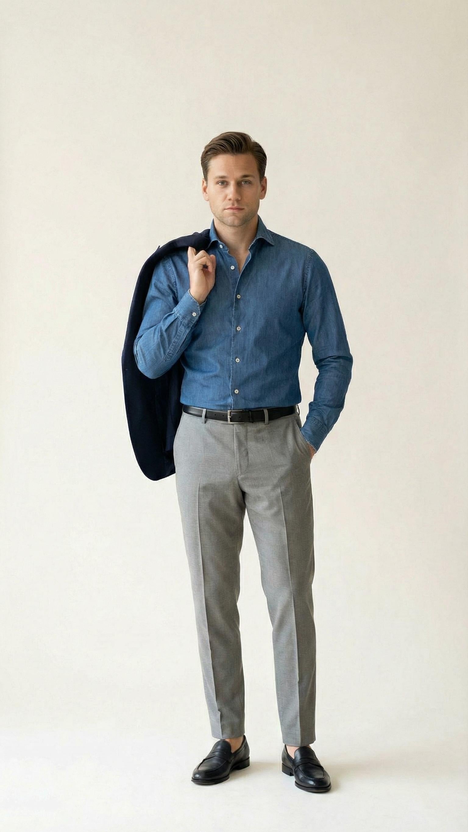 MONSEN Suitory One-Piece Collar Denim Shirt product image
