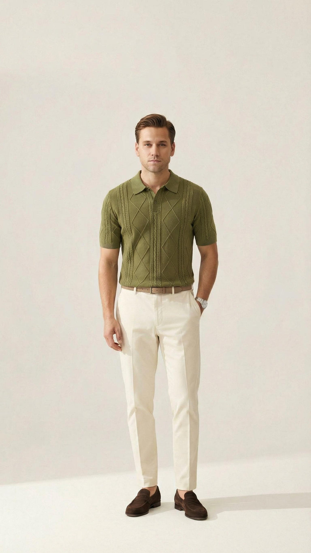 MONSEN Suitory Summer Jacquard Knit Polo in Cotton product image